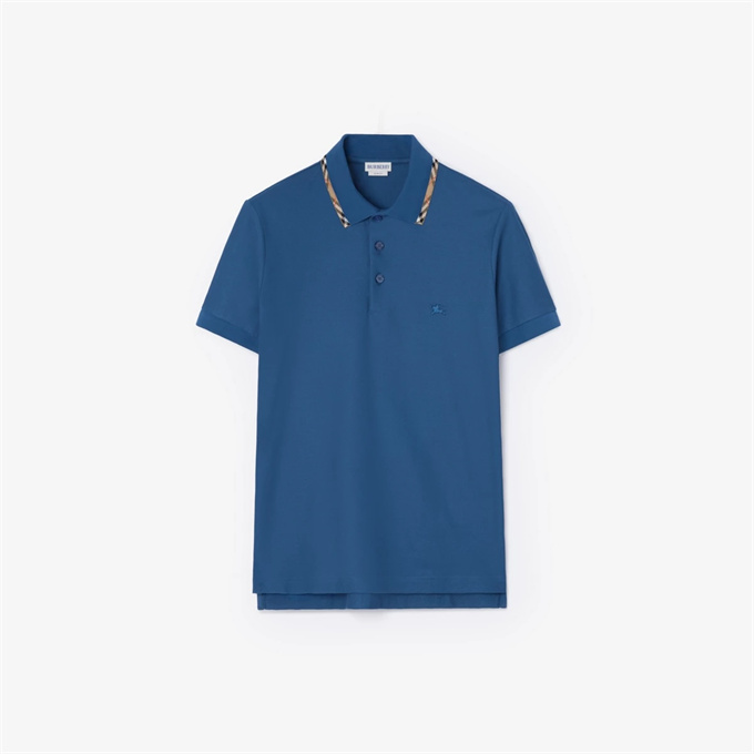 burberry check collar ekd embroidery cotton pique polo shirt